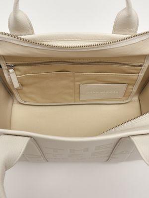 4. The Leather Medium Tote Bag in full grain leather for women Cotton-Silver