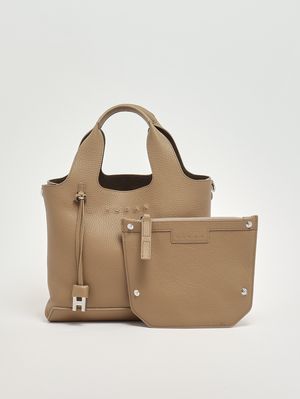 4. Sac à main H01R en cuir martelé pour femme Beige Clair