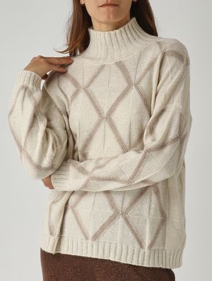 5. Camiseta de mujer en mezcla de lana y cachemira Crema