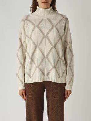 1. Camiseta de mujer en mezcla de lana y cachemira Crema