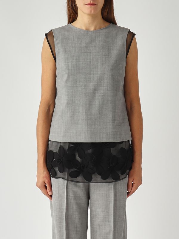 1. Blusa de mujer Partenepe en mezcla de lana elástica Gris jaspeado Liviana Conti l5wp08