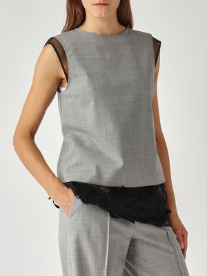 5. Blusa de mujer Partenepe en mezcla de lana elástica Gris jaspeado