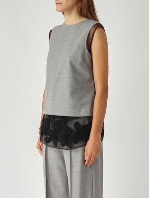 3. Blusa de mujer Partenepe en mezcla de lana elástica Gris jaspeado