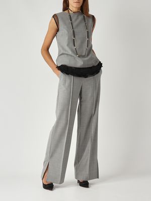 2. Blusa de mujer Partenepe en mezcla de lana elástica Gris jaspeado