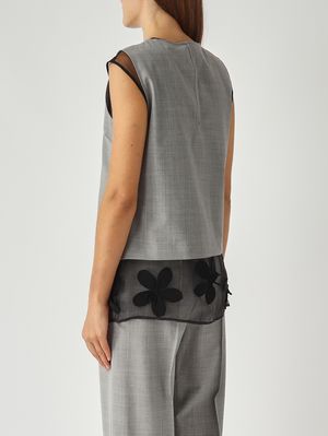 4. Blusa de mujer Partenepe en mezcla de lana elástica Gris jaspeado