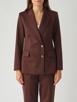 Bon stretch wool blend blazer for women Moka pot Nenette