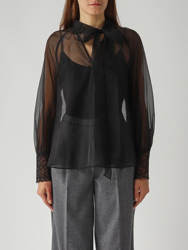 1. Blusa de organza para mujer Negro Nenette fiji
