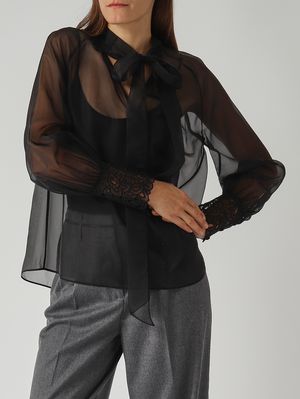 5. Blusa de organza para mujer Negro