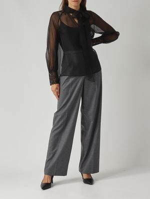 2. Blusa de organza para mujer Negro