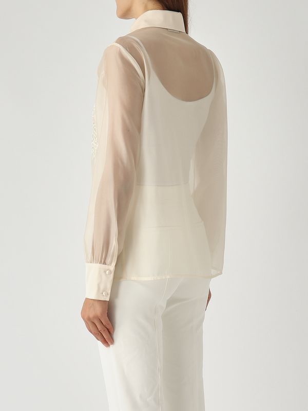 4. Camisa de mujer Folk en organza Crema Nenette folk