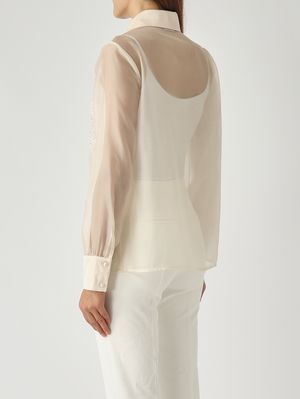 4. Camisa de mujer Folk en organza Crema