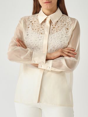 5. Camisa de mujer Folk en organza Crema