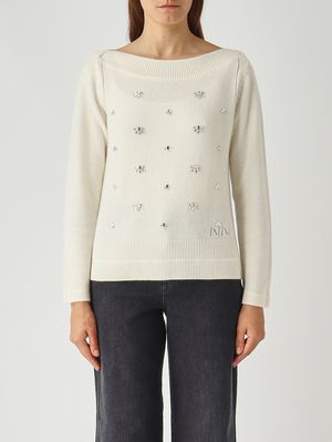 Maglia donna Meg in misto lana e cachemire Avorio Nenette