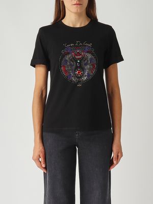 T-shirt Dobe en coton pour femme Noir Nenette