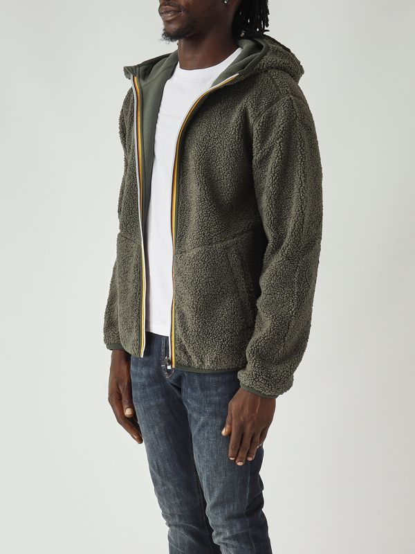 3. Sweatshirt homme Jack Sherpa Polar Double en tissu teddy Militaire K-Way k3132nw