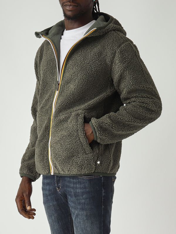 5. Sweatshirt homme Jack Sherpa Polar Double en tissu teddy Militaire K-Way k3132nw