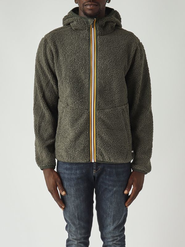 1. Sweatshirt homme Jack Sherpa Polar Double en tissu teddy Militaire K-Way k3132nw