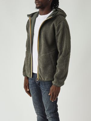 3. Sweatshirt homme Jack Sherpa Polar Double en tissu teddy Militaire