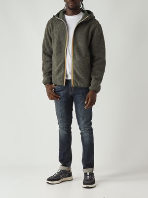 2. Sweatshirt homme Jack Sherpa Polar Double en tissu teddy Militaire