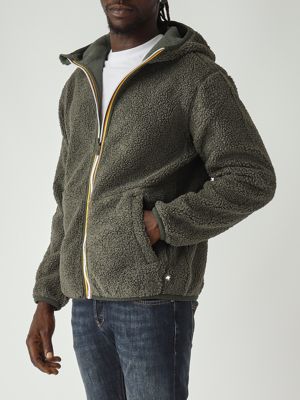 5. Sweatshirt homme Jack Sherpa Polar Double en tissu teddy Militaire