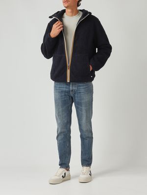 3. Sweatshirt homme Jack Sherpa Polar Double en tissu teddy Marine