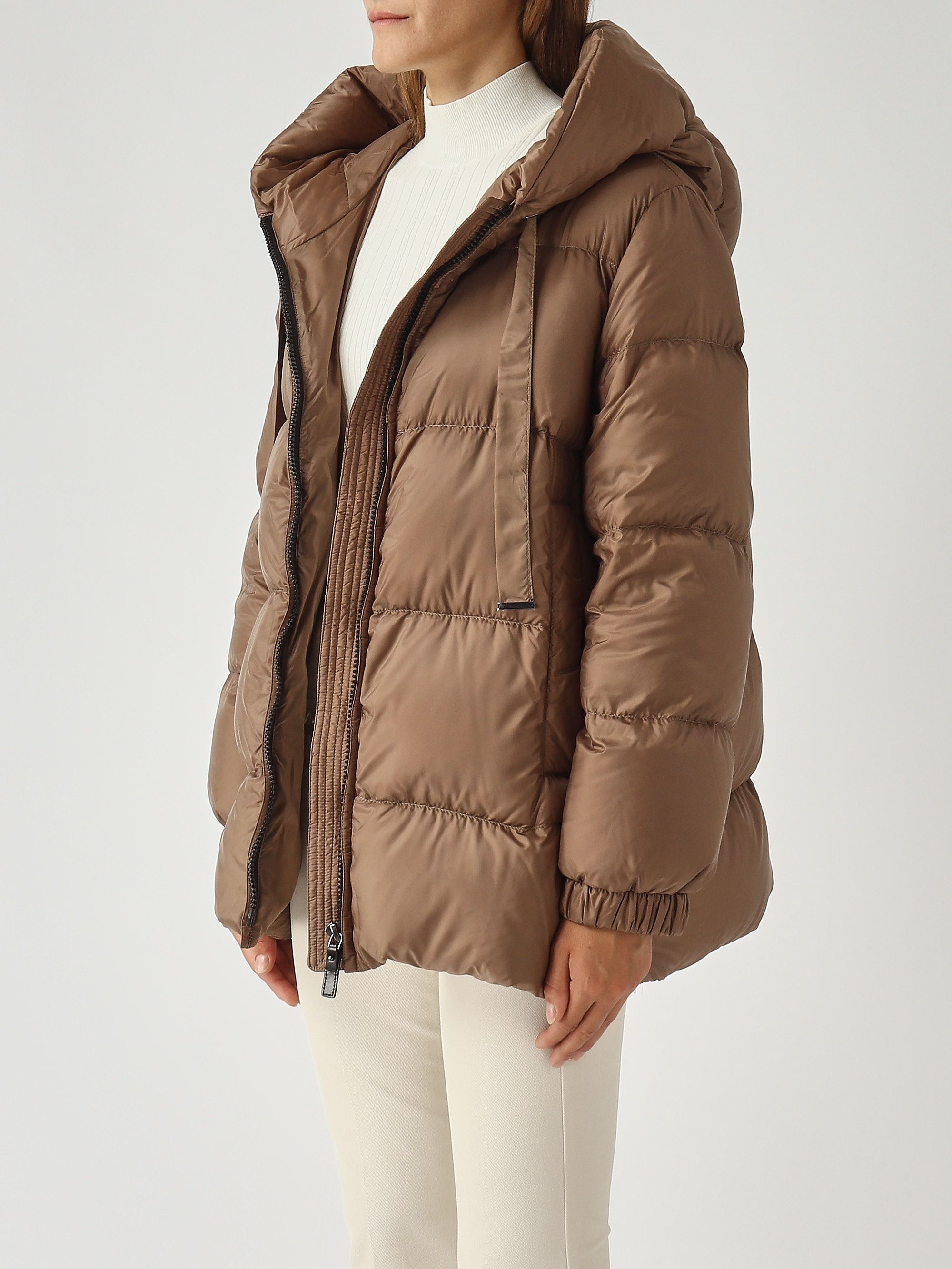 Seia women's down jacket in drip-proof canvas 2529486055600 Camel