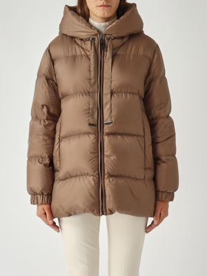 K-Way Olga twill jacket with faux-fur interior for women