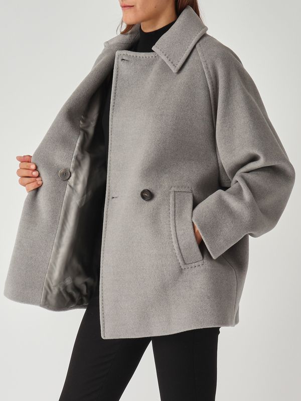 5. Caban de mujer Ariano de lana Gris Claro Max Mara Studio 2526086032600