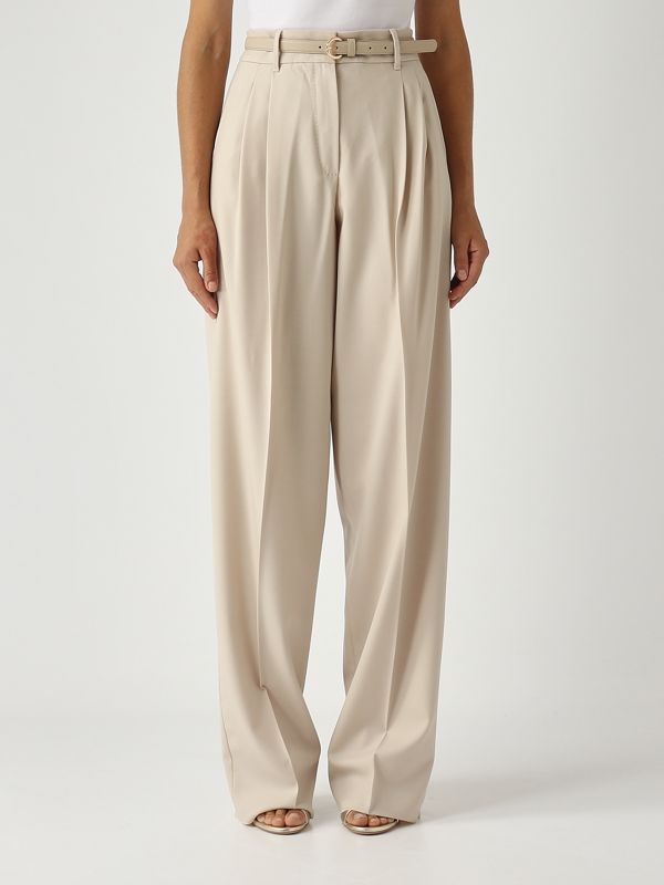 1. Women's Entrata stretch wool trousers Cream Max Mara Studio 2526136082600