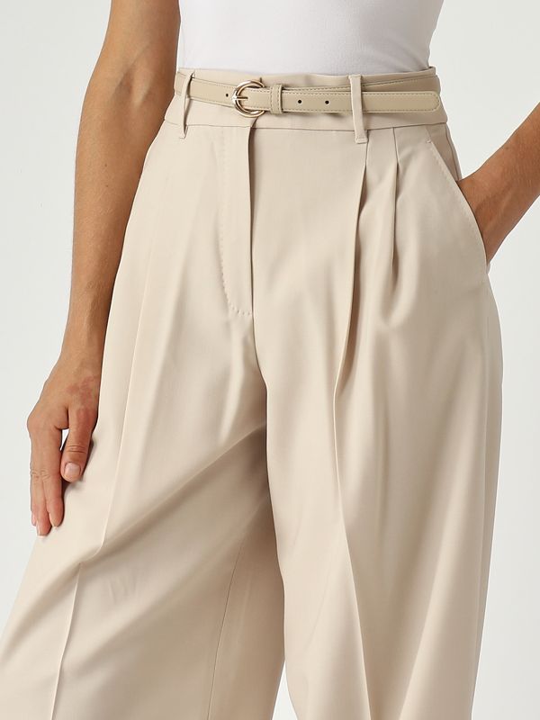 5. Women's Entrata stretch wool trousers Cream Max Mara Studio 2526136082600