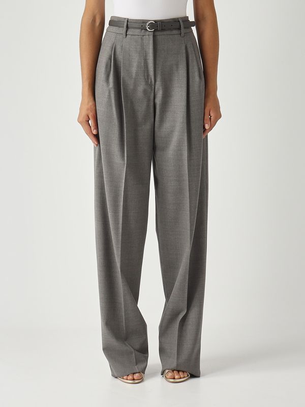 1. Women's Entrata stretch wool trousers Light Gray Max Mara Studio 2526136082600