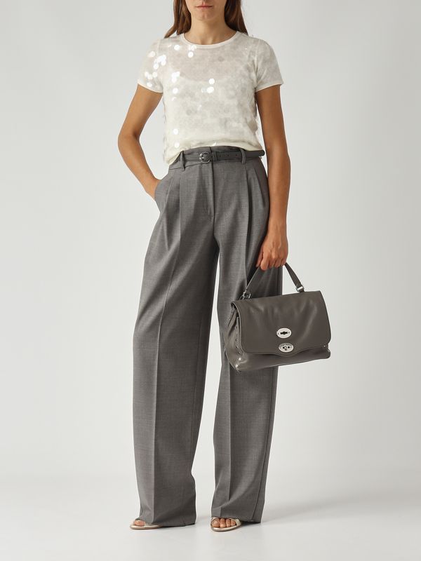 2. Women's Entrata stretch wool trousers Light Gray Max Mara Studio 2526136082600