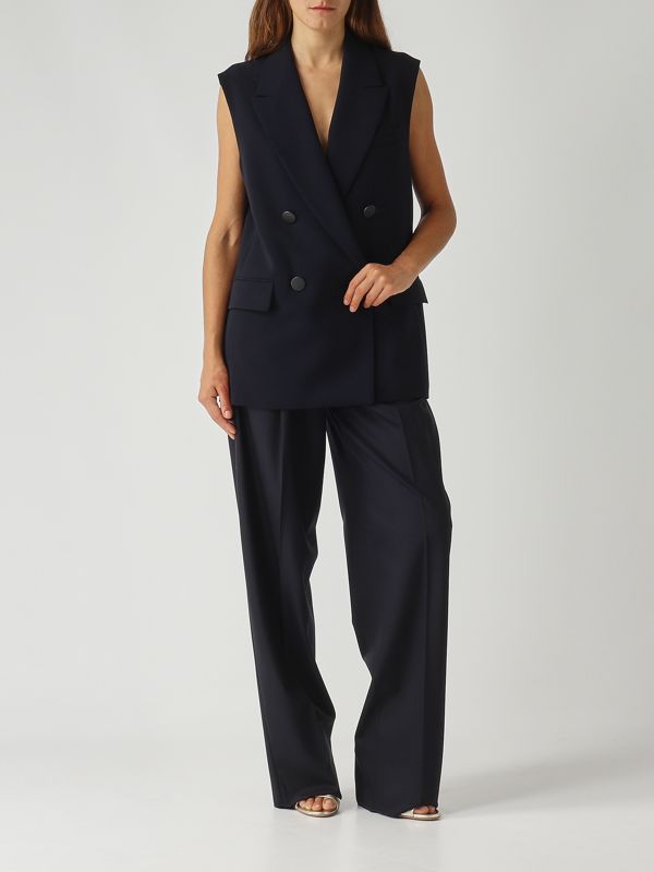 2. Women's Entrata stretch wool trousers Navy Max Mara Studio 2526136082600
