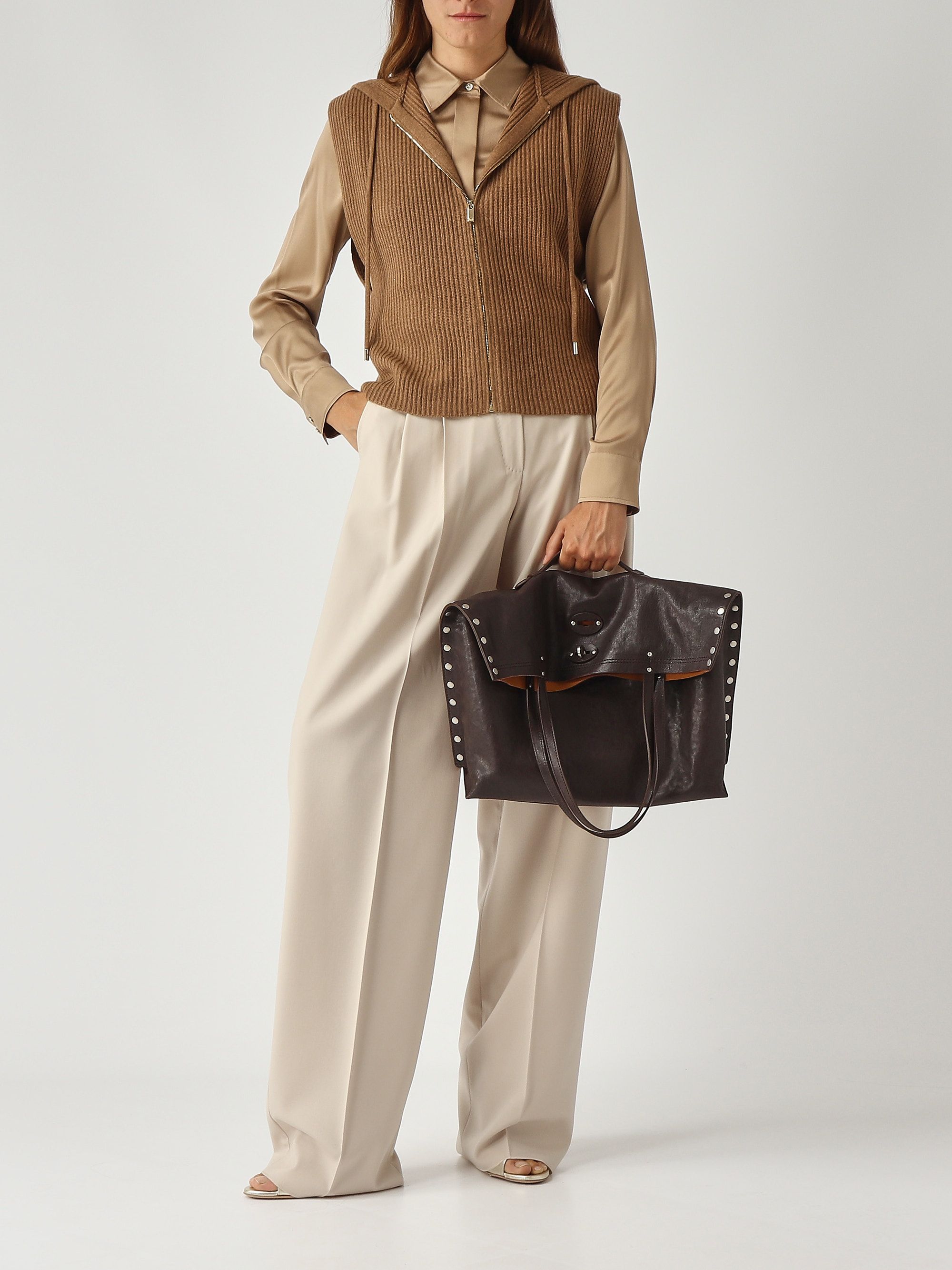 Mescal women's wool and cashmere vest 2526356012600 Camel