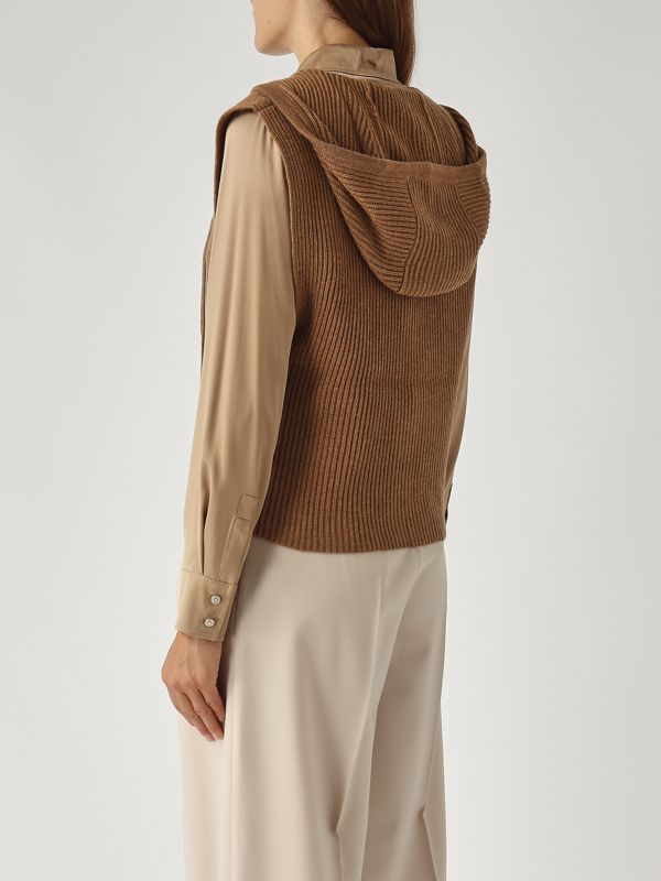 4. Gilet donna Mescal in lana e cachemire Cammello Max Mara Studio 2526356012600