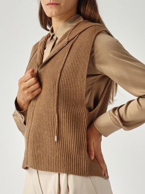5. Gilet donna Mescal in lana e cachemire Cammello