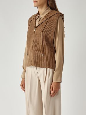 3. Gilet donna Mescal in lana e cachemire Cammello