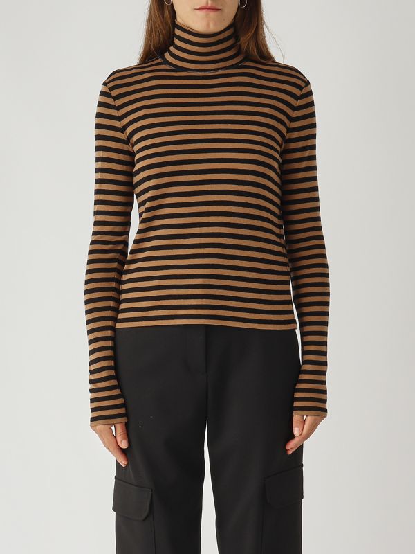 1. Jersey de cuello alto para mujer Blasy en lyocell y lana Camello-Negro MM Max Mara 2526946028600