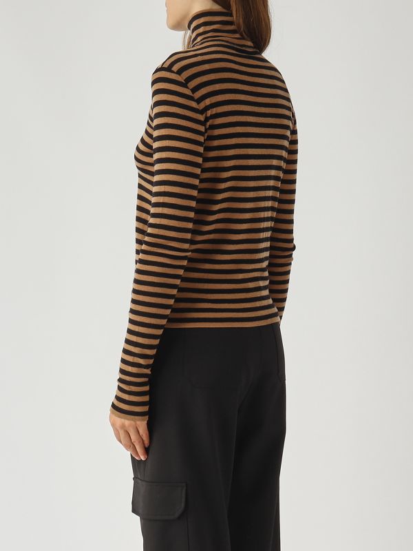 4. Jersey de cuello alto para mujer Blasy en lyocell y lana Camello-Negro MM Max Mara 2526946028600