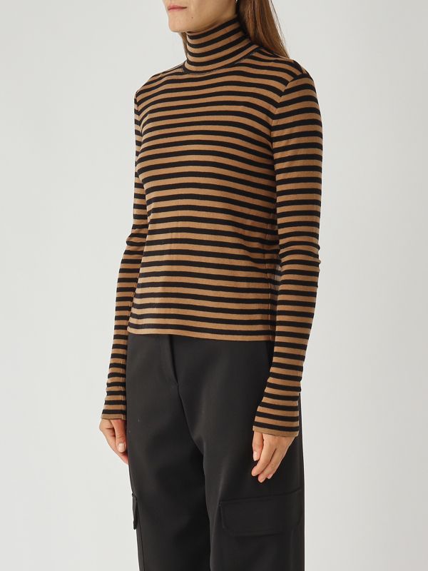 3. Jersey de cuello alto para mujer Blasy en lyocell y lana Camello-Negro MM Max Mara 2526946028600