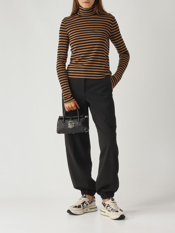 2. Jersey de cuello alto para mujer Blasy en lyocell y lana Camello-Negro MM Max Mara 2526946028600