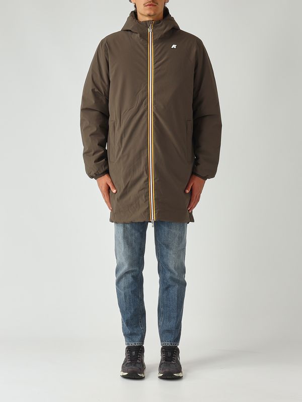 1. Veste homme Jacob St Warm Double en tissu imperméable Olive Foncé K-Way k6128ww
