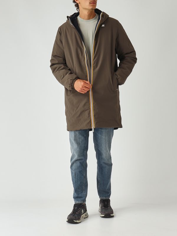 3. Veste homme Jacob St Warm Double en tissu imperméable Olive Foncé K-Way k6128ww