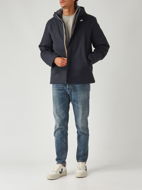 2. Veste homme Jacko Twill Marmotte en tissu imperméable Bleu K-Way k8133dw