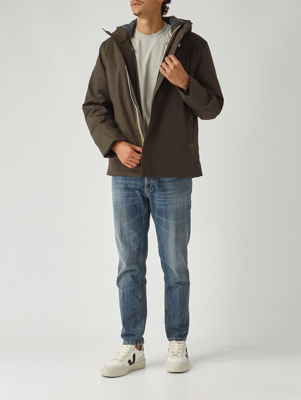 2. Veste homme Jacko Twill Marmotte en tissu imperméable Olive Foncé K-Way k8133dw