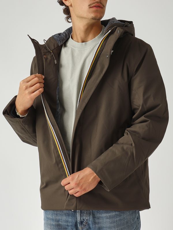 5. Veste homme Jacko Twill Marmotte en tissu imperméable Olive Foncé K-Way k8133dw