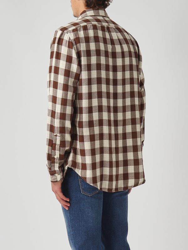 4. Double-layered cotton shirt for men Madras Beige-Dark Brown Polo Ralph Lauren 710p00517
