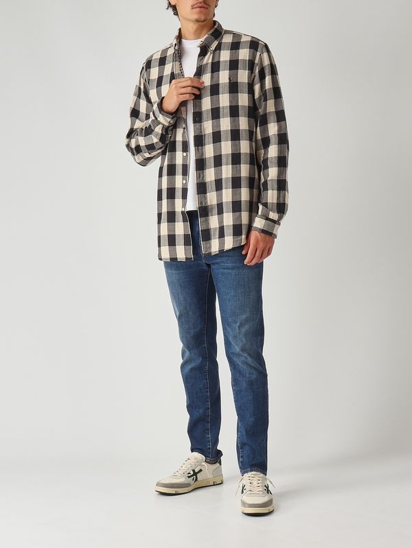 2. Double-layered cotton shirt for men Madras Cream-Black Polo Ralph Lauren 710p00517