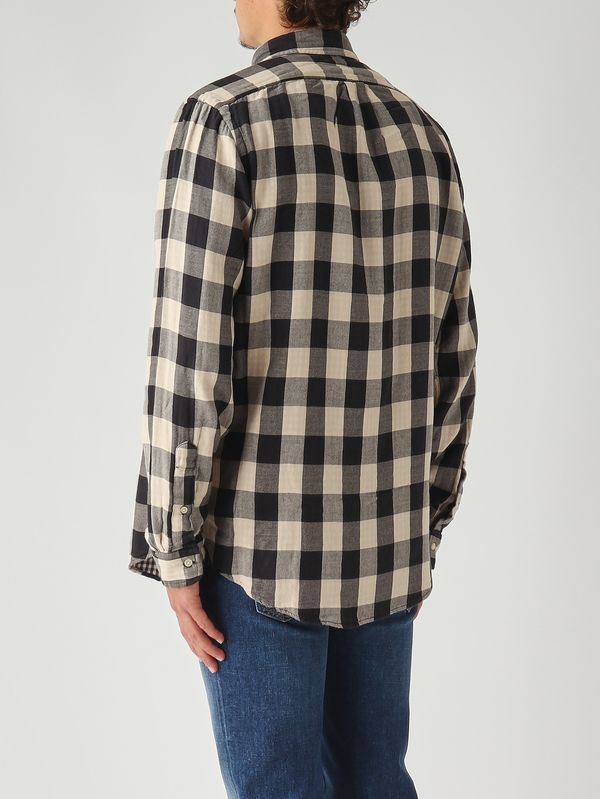 4. Double-layered cotton shirt for men Madras Cream-Black Polo Ralph Lauren 710p00517