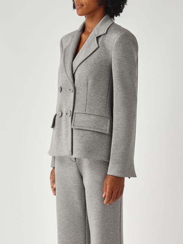 3. Blazer de mujer de mezcla de viscosa elástica Gris jaspeado Meimeij m5fd21